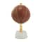 12" Brown Leather Handmade Stitched Globe with White Marble Base